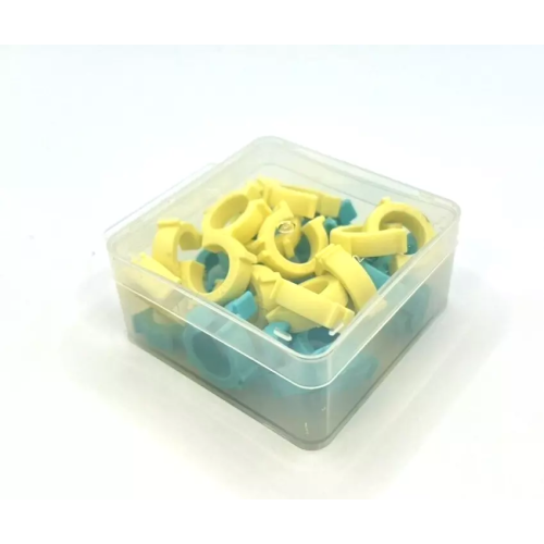 Bobbin Clips 30PC Blue & Yellow Mixed Colours in Plastic Container